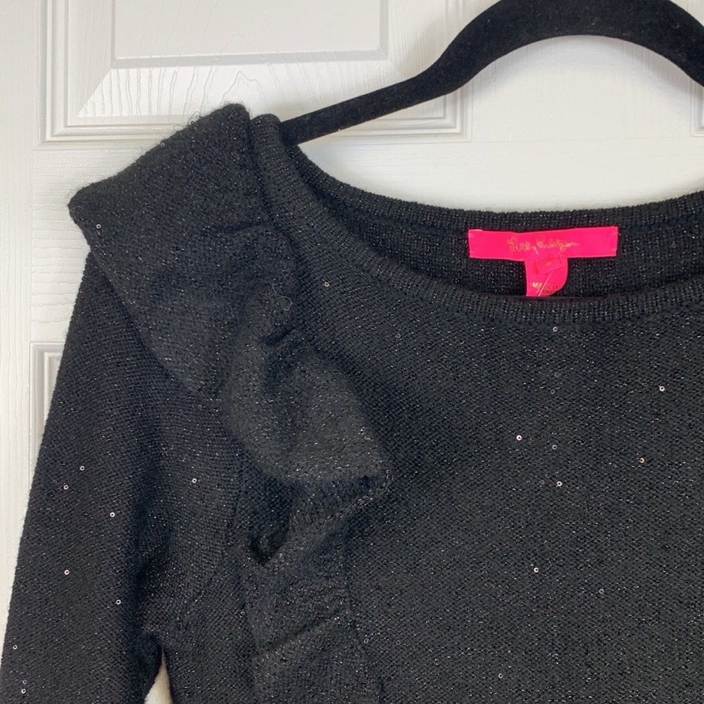 NWT Lilly Pulitzer Ruth black sequin sweater dress sz sm - Picture 6 of 11